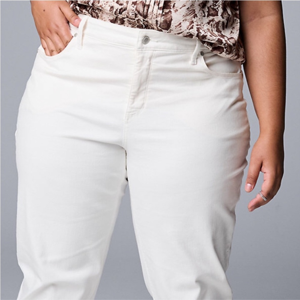Simply Vera Vera Wang White Midrise Boyfriend Cropped Jeans 20W